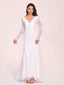 Long Sleeves Boho V-neck Lace-up Back Mermaid Lace Floor Length Wedding Dress