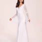 Long Sleeves Boho V-neck Lace-up Back Mermaid Lace Floor Length Wedding Dress