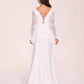 Long Sleeves Boho V-neck Lace-up Back Mermaid Lace Floor Length Wedding Dress