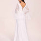 Long Sleeves Boho V-neck Lace-up Back Mermaid Lace Floor Length Wedding Dress