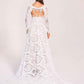 Boho Lace V-neck Long Sleeves Open Back A-line Floor Length With Train Wedding Dress