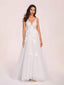 Sexy V-neck Open Back Spaghetti Straps A-line Long Train Wedding Dress