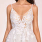 Sexy V-neck Open Back Spaghetti Straps A-line Long Train Wedding Dress