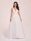 Sexy Sleeveless V-neck Open Back Appliques Boho A-line Long Wedding Dress