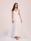 Elegant V-neck Appliques Boho A-line Floor Length Wedding Dress