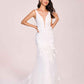 Sexy V-neck Open Back Mermaid Lace Floor Length Wedding Dress
