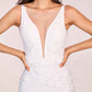 Sexy V-neck Open Back Mermaid Lace Floor Length Wedding Dress