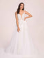 Elegant V-neck Open Back A-line Lace Floor Length Wedding Dress