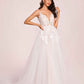 Elegant V-neck Open Back A-line Lace Floor Length Wedding Dress