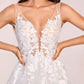 Elegant V-neck Open Back A-line Lace Floor Length Wedding Dress