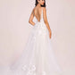 Elegant V-neck Open Back A-line Lace Floor Length Wedding Dress