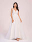 Gorgeous V-neck Open Back A-line Lace Floor Length Wedding Dress