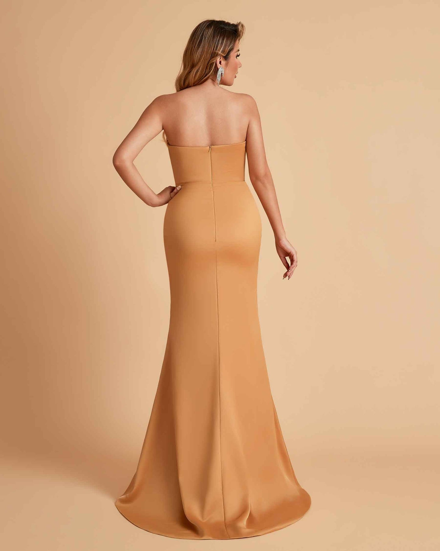 Elegant Satin Sweetheart Mermaid Side Slit Floor Length Bridesmaid Dresses