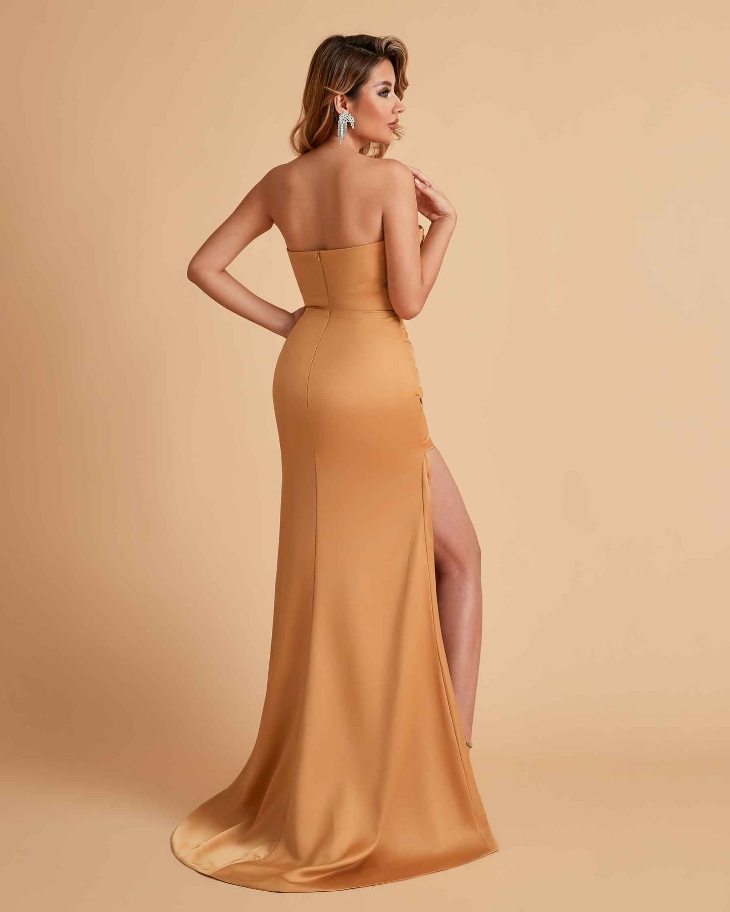 Elegant Satin Sweetheart Mermaid Side Slit Floor Length Bridesmaid Dresses