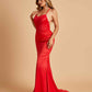 Sexy Satin Mermaid Prom Dresses Spaghetti Straps Scoop Criss-cross Back