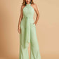 Chiffon Bridesmaid Jumpsuit Jewel Neck Sleeveless Floor Length With Pockets