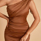 Satin One-shoulder Prom Dresses Mermaid Side Slit Sleeveless Floor Length