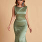 Elegant Satin Sleeveless Pleats Mermaid Bridesmaid Dresses Floor Length