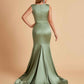 Elegant Satin Sleeveless Pleats Mermaid Bridesmaid Dresses Floor Length