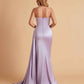 Sexy Satin Sleeveless Pleats Mermaid Bridesmaid Dresses Side Slit Floor Length