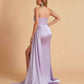 Sexy Satin Sleeveless Pleats Mermaid Bridesmaid Dresses Side Slit Floor Length