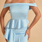 Satin Mermaid Off Shoulder Bridesmaid Dresses With Ruffles Side Slit Floor Length