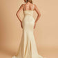 Satin Mermaid Long Bridesmaid Dresses Spaghetti Straps Sweetheart Side Slit Floor Length