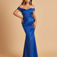 Satin Mermaid Off Shoulder Bridesmaid Dresses Sweetheart Floor Length