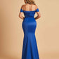 Satin Mermaid Off Shoulder Bridesmaid Dresses Sweetheart Floor Length