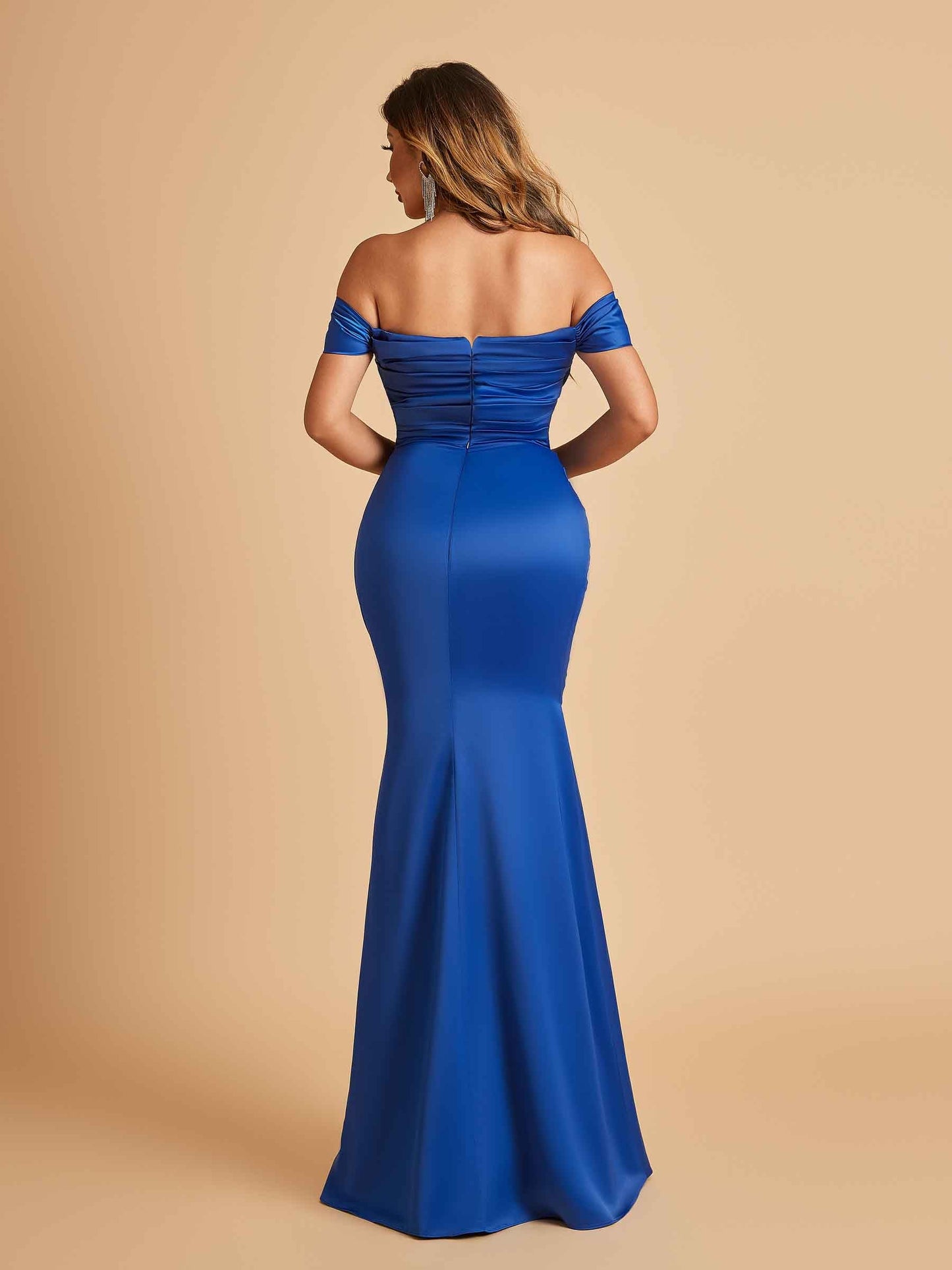 Satin Mermaid Off Shoulder Prom Dresses Sweetheart Floor Length