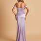 Satin Corset Off Shoulder Bridesmaid Dresses Sheath Side Slit Floor Length