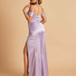 Satin Corset Off Shoulder Bridesmaid Dresses Sheath Side Slit Floor Length