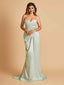 Satin Mermaid Sweetheart Bridesmaid Dresses Spaghetti Straps With Pleats Floor Length