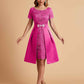 Elegant A-line Short Sleeves Jewel Knee Length Mother of the Brides Dresses