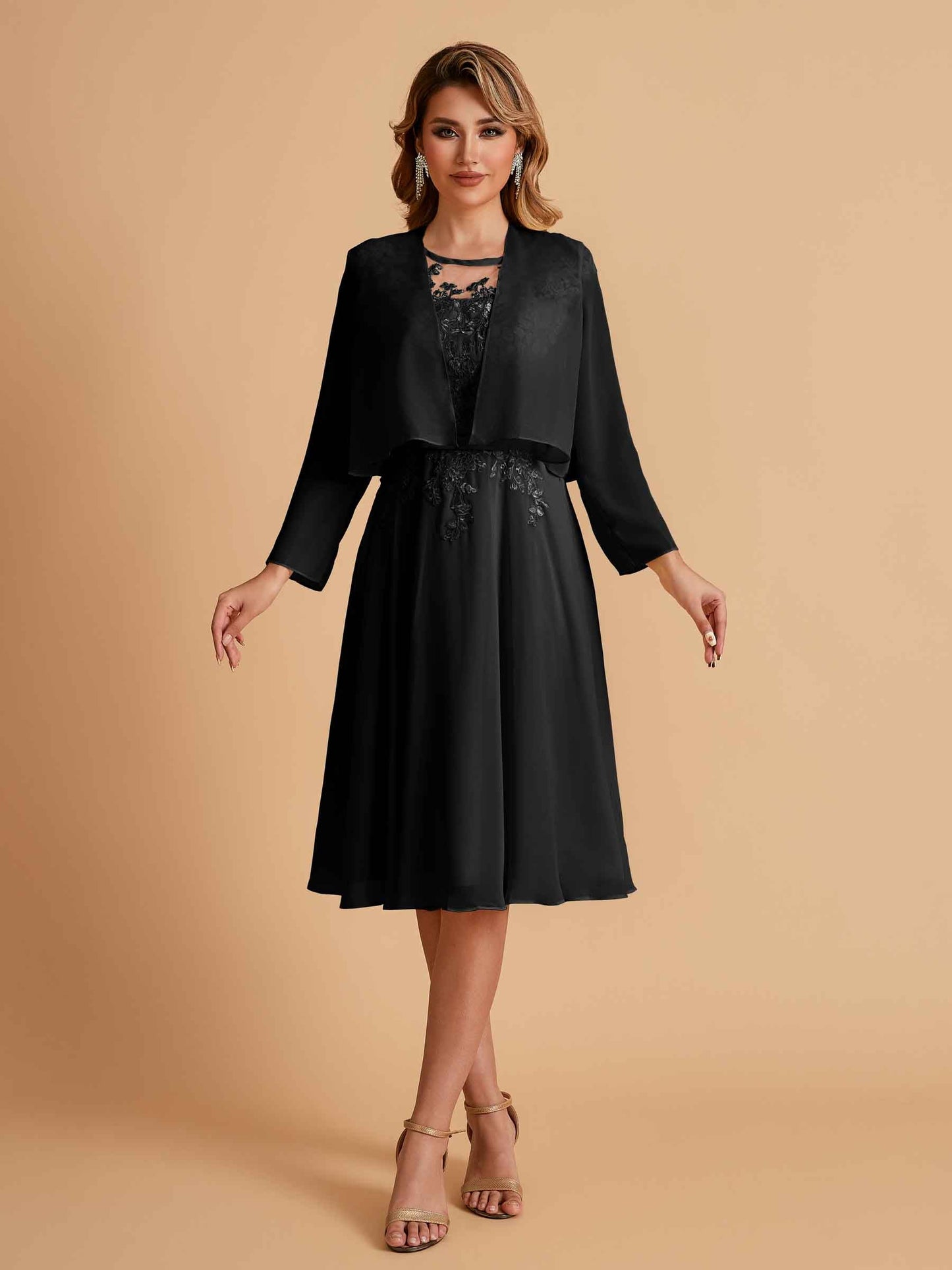 Elegant A-line Chiffon Jewel Short Mother of the Brides Dresses Online