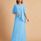 Elegant A-line Chiffon Half Sleeves V-neck Mother of the Brides Dresses Online