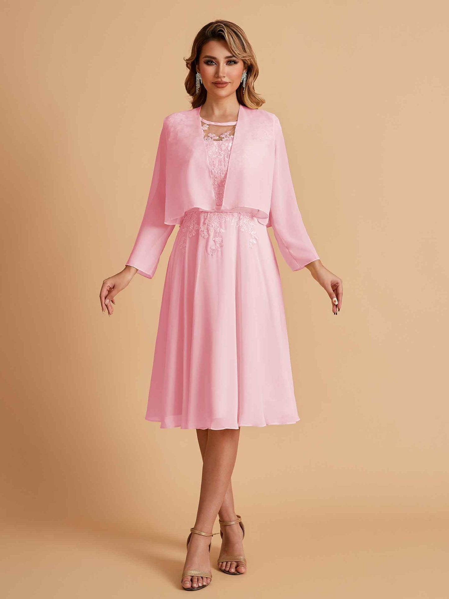 Elegant A-line Chiffon Jewel Short Mother of the Brides Dresses Online