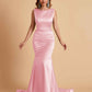 Elegant Satin Sleeveless Pleats Mermaid Bridesmaid Dresses Floor Length