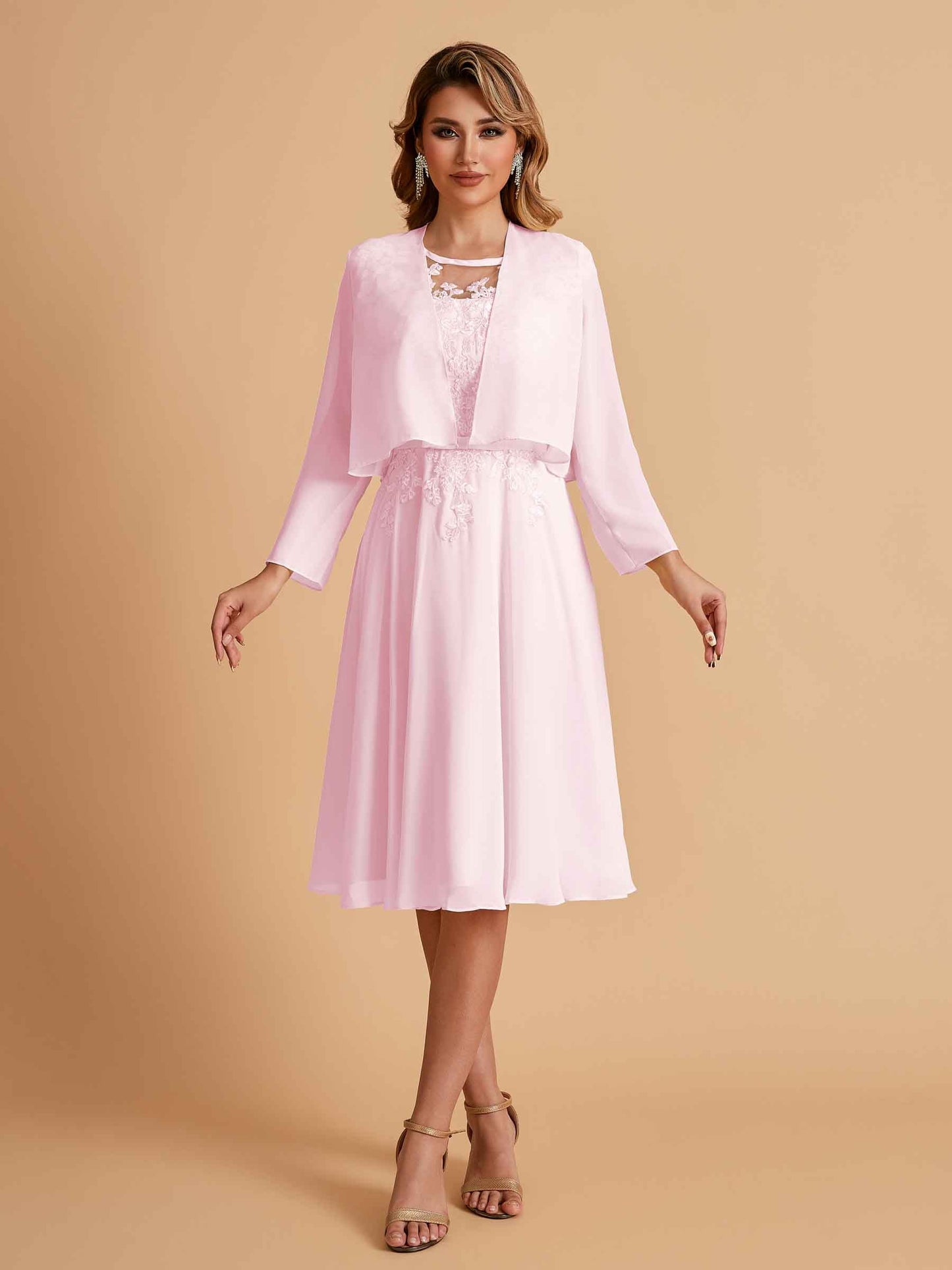Elegant A-line Chiffon Jewel Short Mother of the Brides Dresses Online