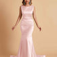 Elegant Satin Sleeveless Pleats Mermaid Bridesmaid Dresses Floor Length