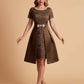 Elegant A-line Short Sleeves Jewel Knee Length Mother of the Brides Dresses