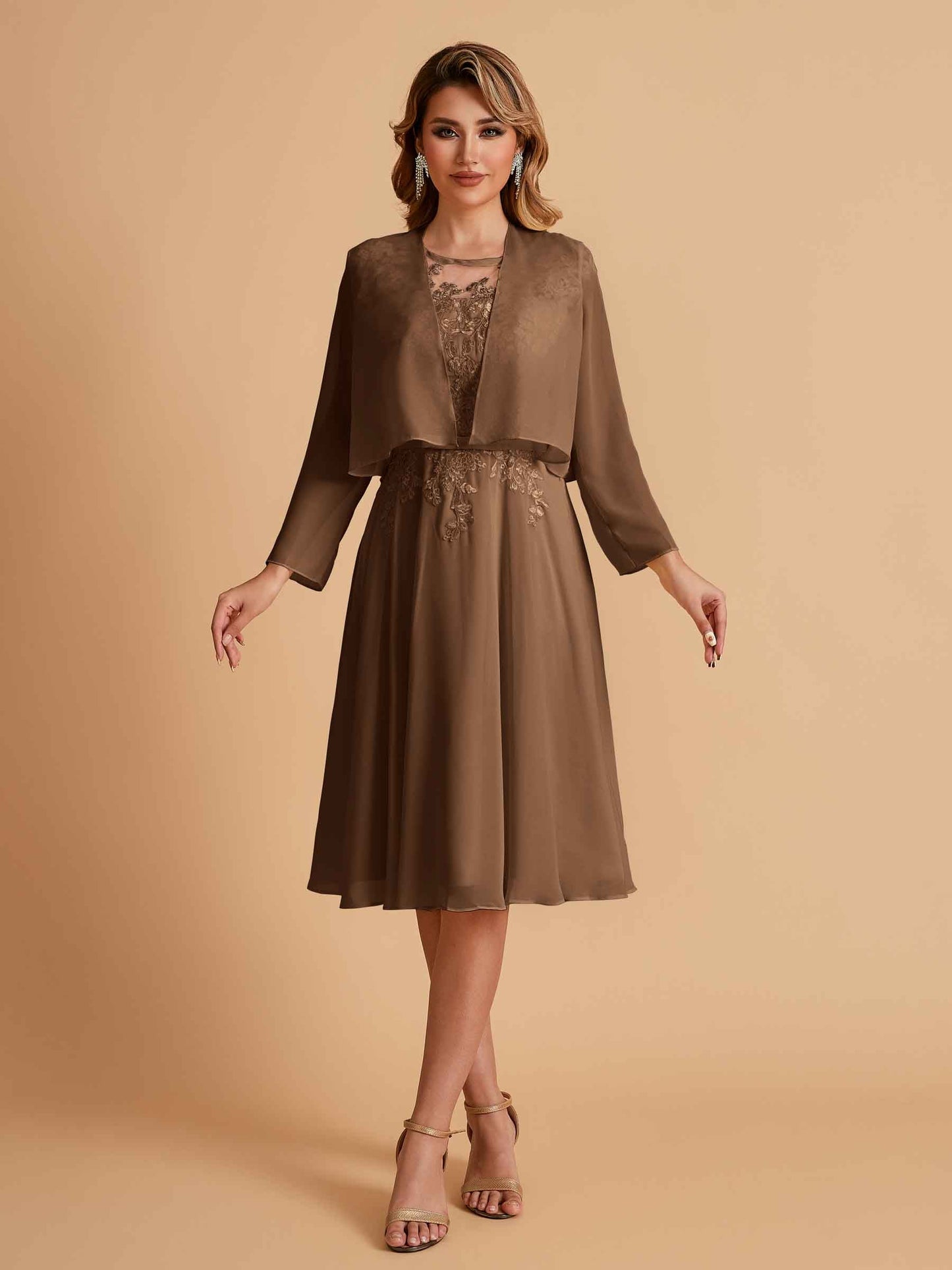 Elegant A-line Chiffon Jewel Short Mother of the Brides Dresses Online