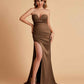 Elegant Satin Sweetheart Mermaid Side Slit Floor Length Bridesmaid Dresses