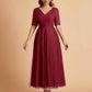 Elegant A-line Half Sleeves V-neck Mother of the Brides Dresses Online