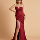 Elegant Satin Sweetheart Mermaid Side Slit Floor Length Bridesmaid Dresses