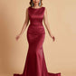 Elegant Satin Sleeveless Pleats Mermaid Bridesmaid Dresses Floor Length
