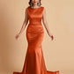 Elegant Satin Sleeveless Pleats Mermaid Bridesmaid Dresses Floor Length