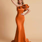 Elegant Satin One Shoulder Pleats Mermaid Bridesmaid Dresses Floor Length
