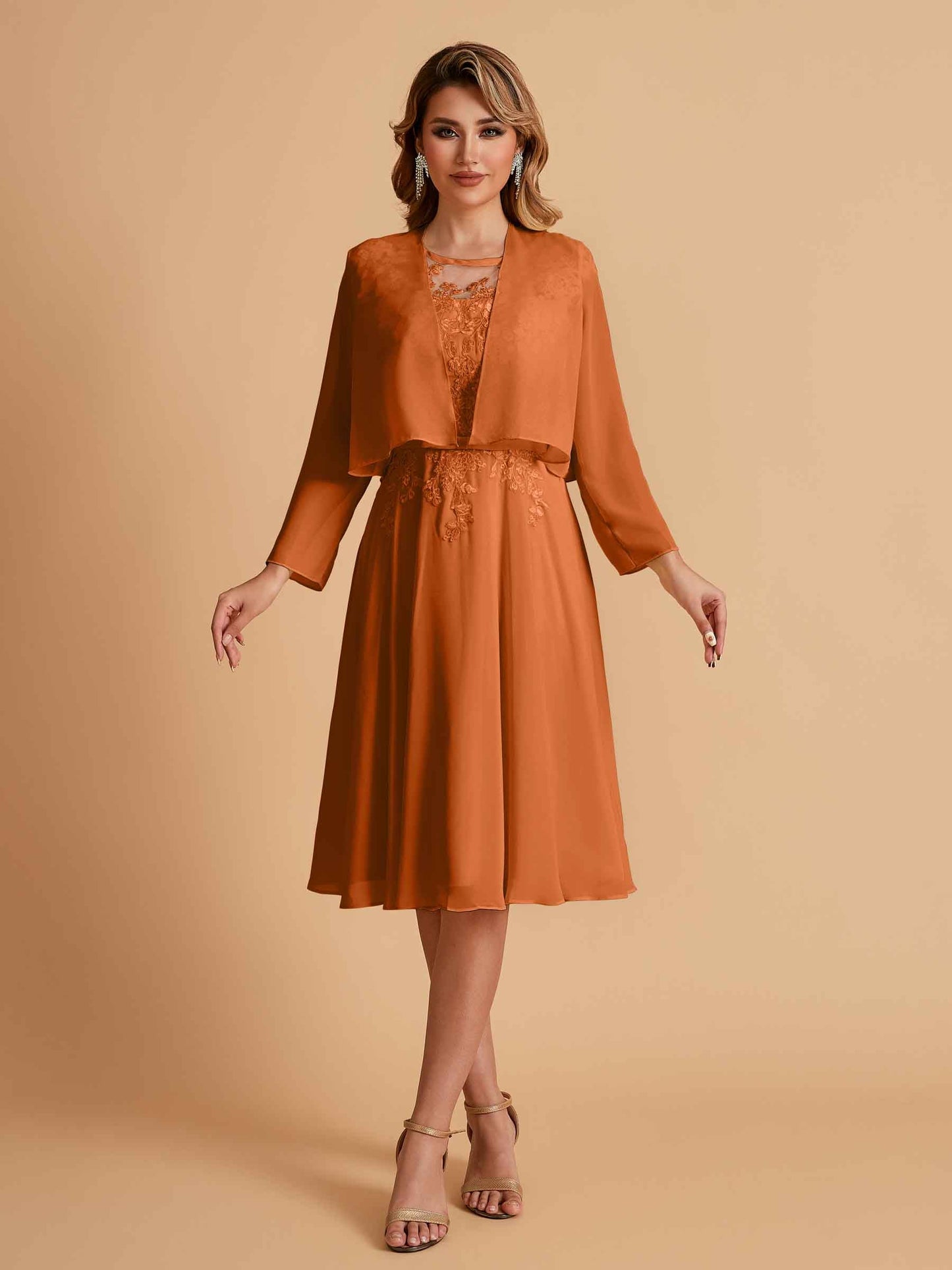 Elegant A-line Chiffon Jewel Short Mother of the Brides Dresses Online