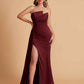 Elegant Satin Sleeveless Asymmetrical Mermaid Side Slit Floor Length Bridesmaid Dresses